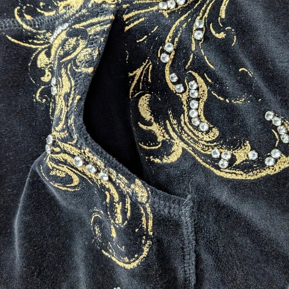Vintage Escada Velvet Bomber Jacket Gold Baroque Rhinestone Zip EU 36 Y2K‎ - Picture 10 of 16